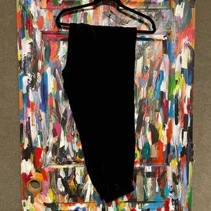 Eileen Fisher black velvety pants, XL, elastic waist and cuff